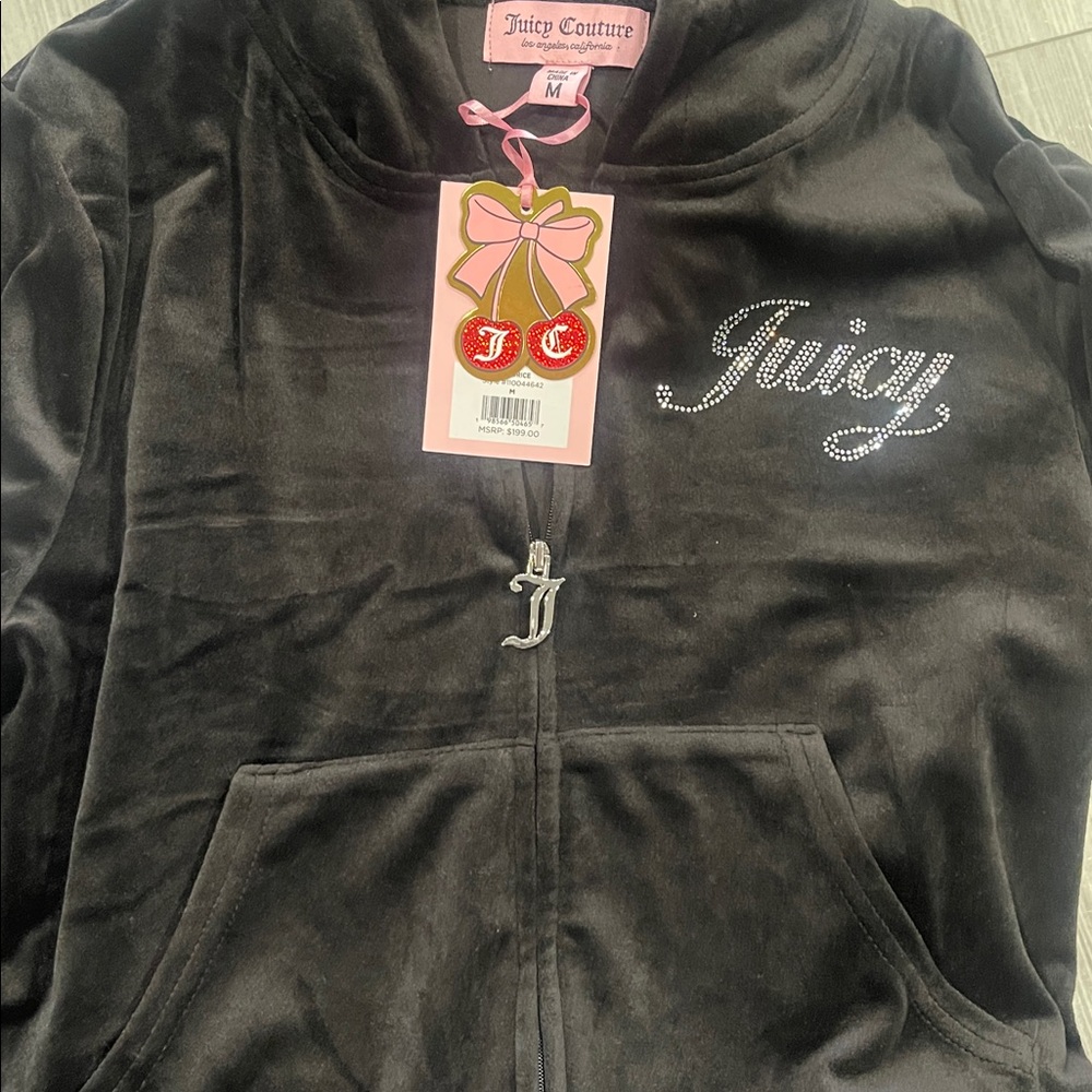 Juicy Couture Black Velour Hoodie Jumpsuit - Picture 4 of 4